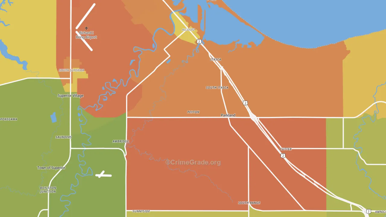 Itasca, WI Map of Vandalism Rates