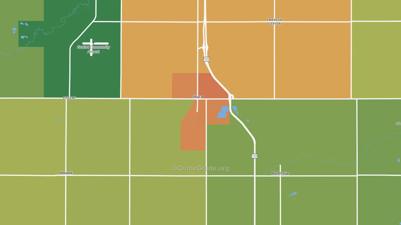 Ithaca, MI Map of Vandalism Rates