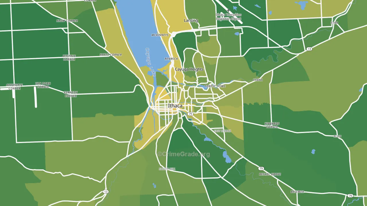 Ithaca, NY Map of Vandalism Rates