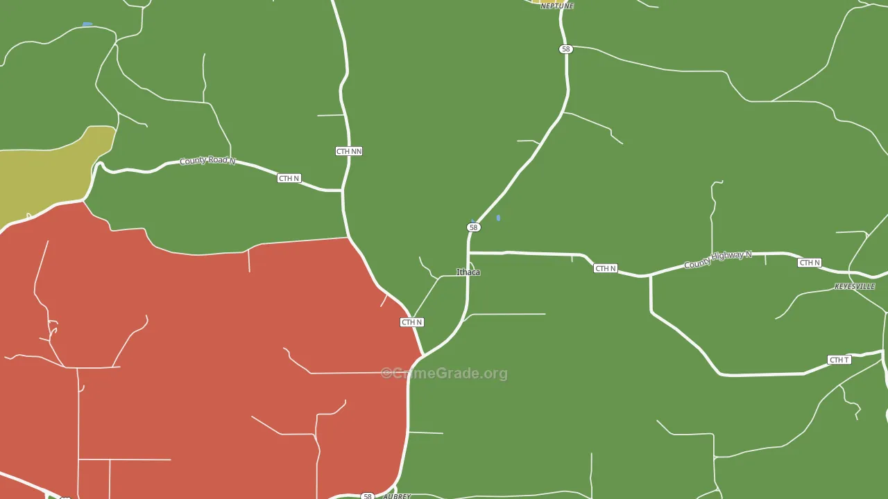 Ithaca, WI Map of Vandalism Rates