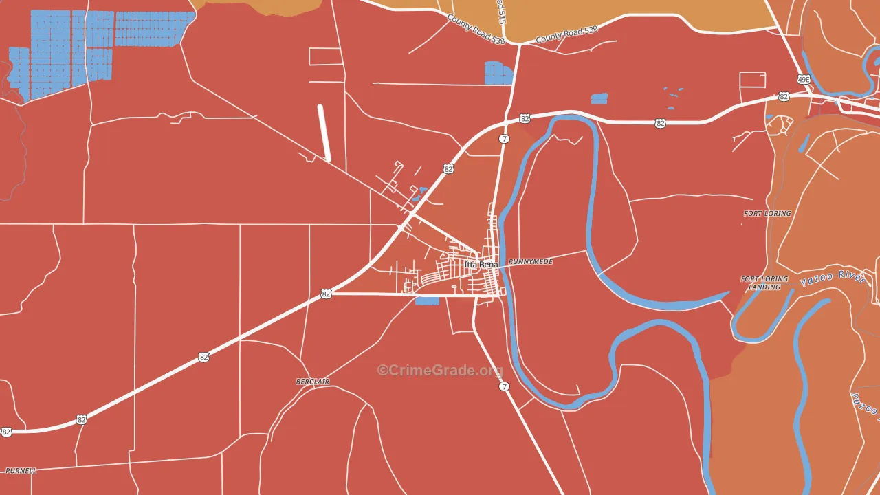 Itta Bena, MS Map of Vandalism Rates