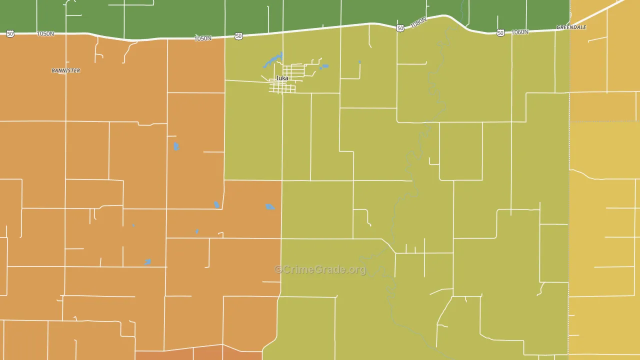 Iuka, IL Map of Vandalism Rates