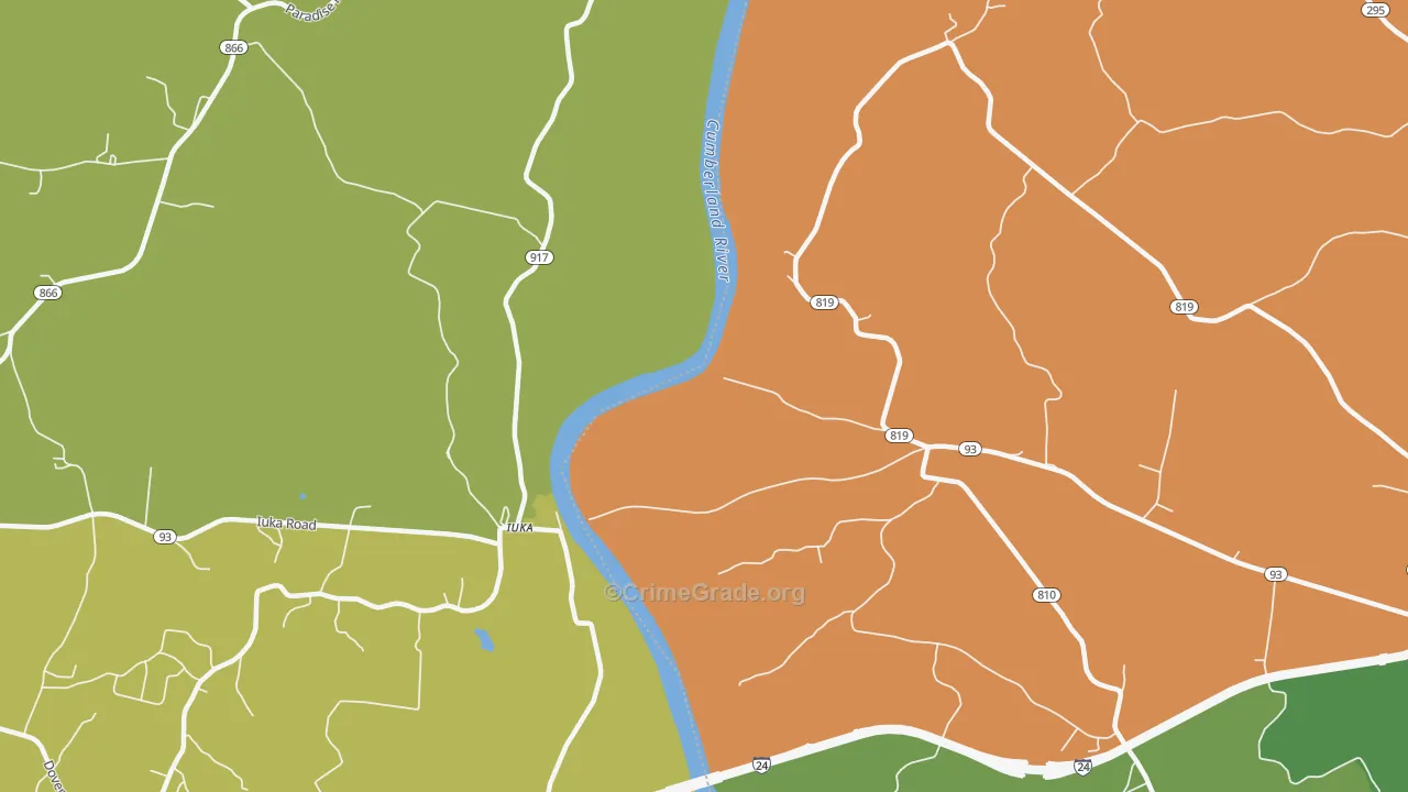 Iuka, KY Map of Vandalism Rates