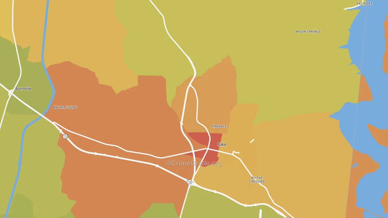 Iuka, MS Map of Vandalism Rates