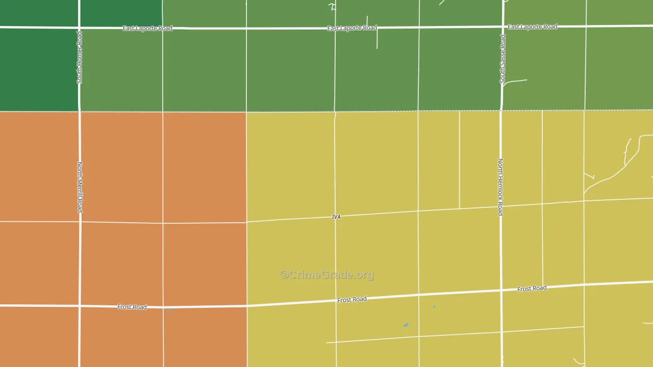 Iva, MI Map of Vandalism Rates