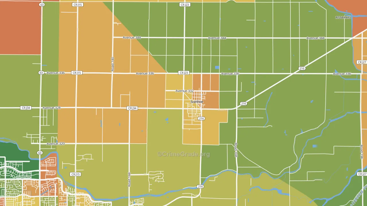 Ivanhoe, CA Map of Vandalism Rates