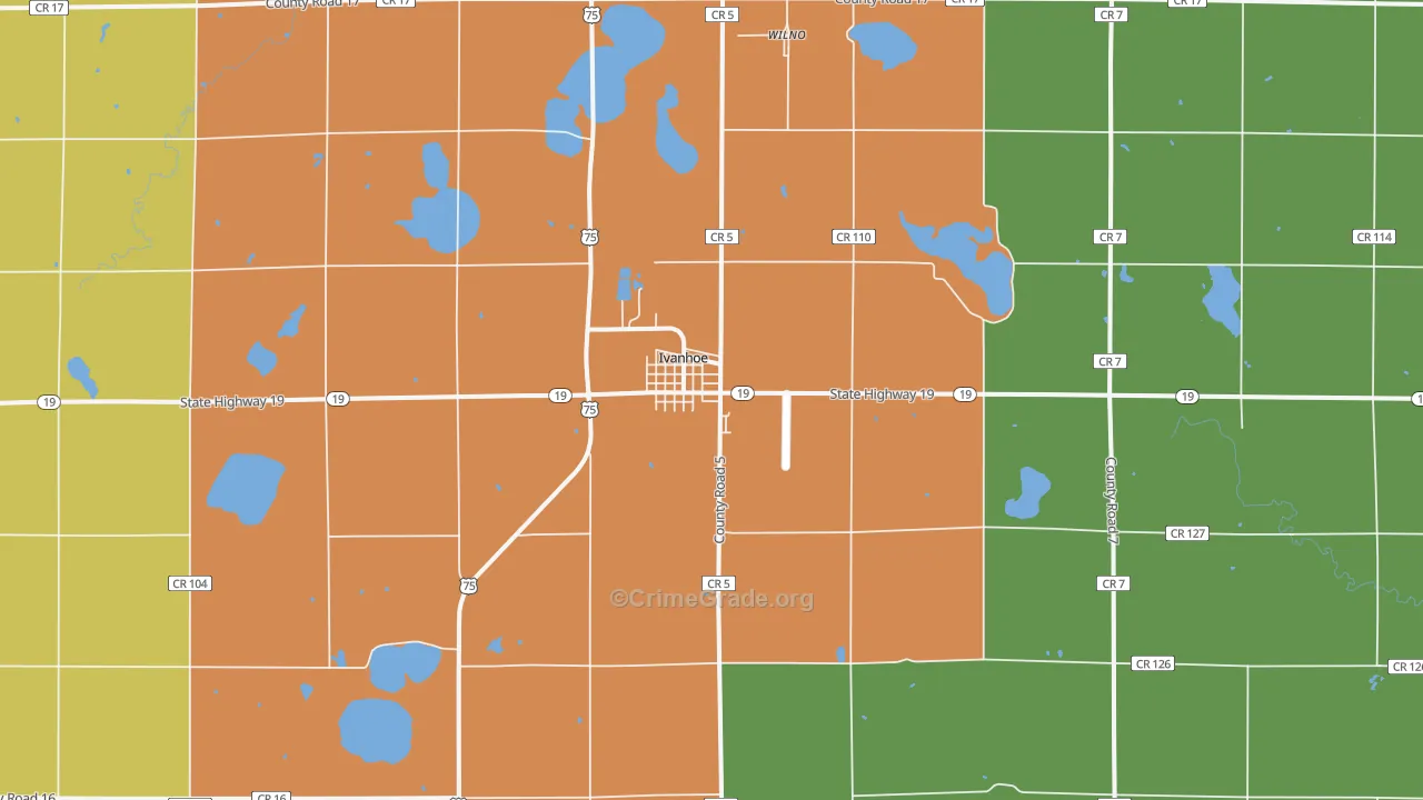 Ivanhoe, MN Map of Vandalism Rates