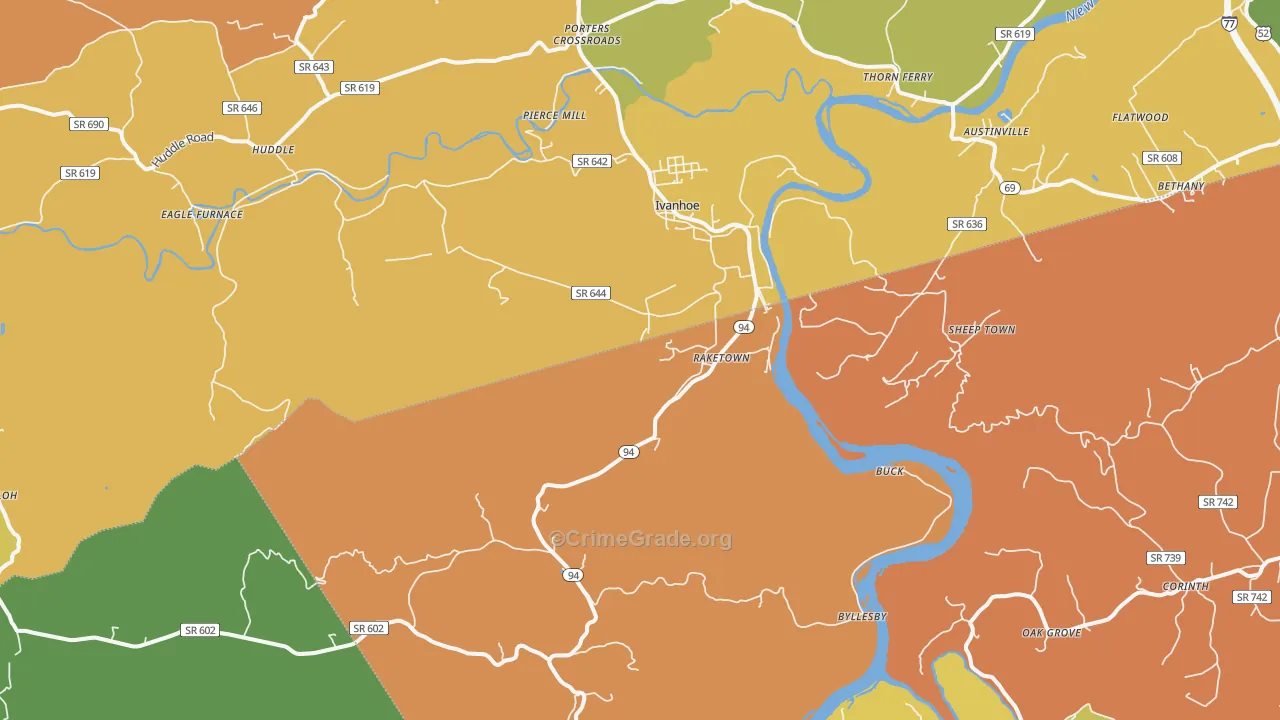 Ivanhoe, VA Map of Vandalism Rates