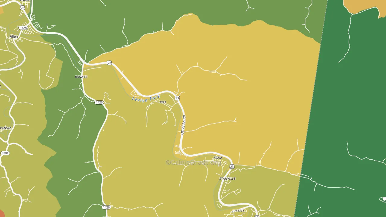 Ivel, KY Map of Vandalism Rates