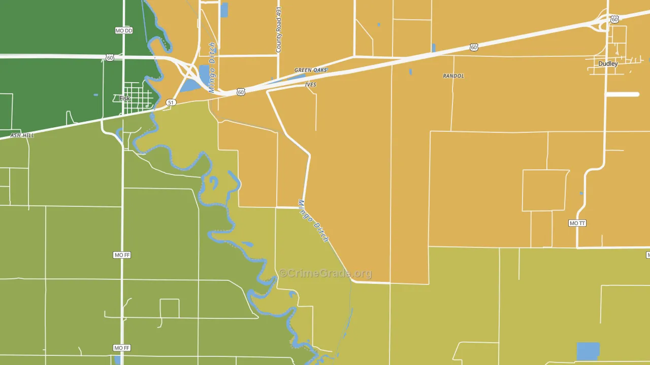 Ives, MO Map of Vandalism Rates