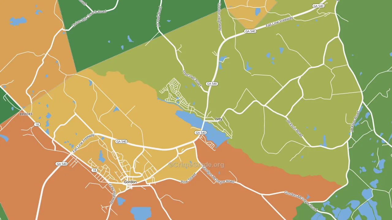 Ivey, GA Map of Vandalism Rates