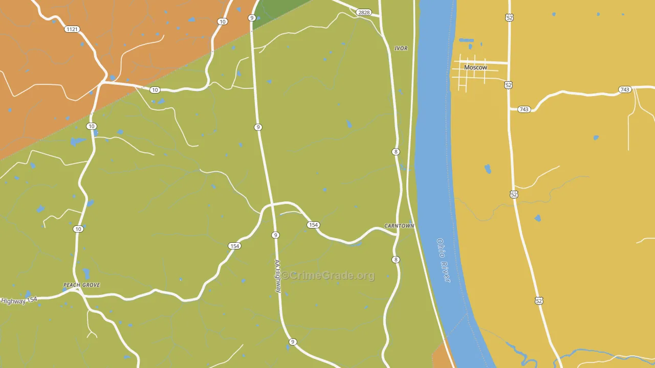 Ivor, KY Map of Vandalism Rates