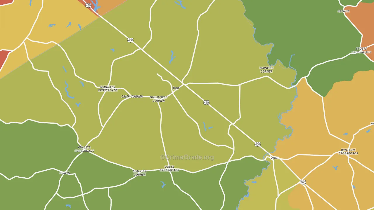 Ivor, VA Map of Vandalism Rates
