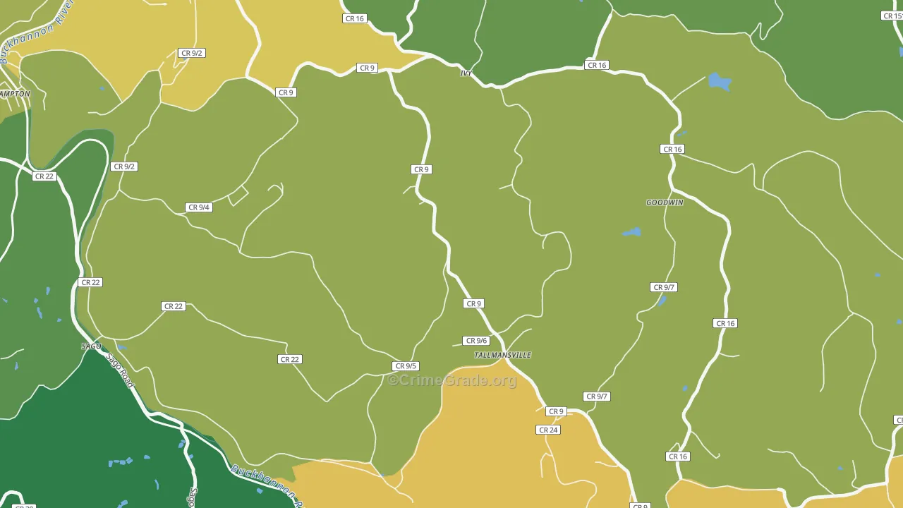 Ivy, WV Map of Vandalism Rates
