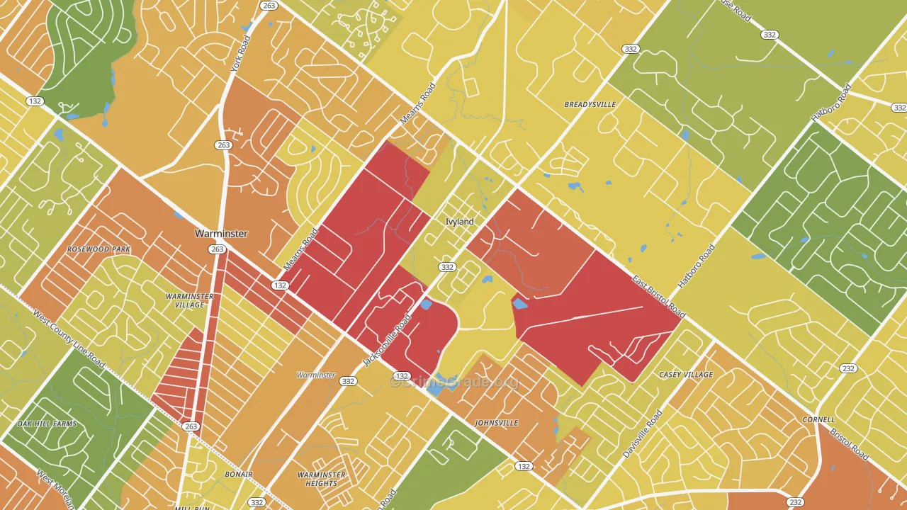 Ivyland, PA Map of Vandalism Rates
