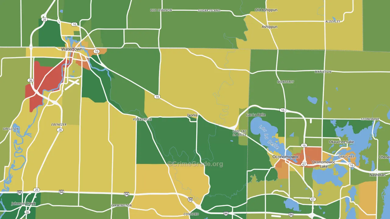Ixonia, WI Map of Vandalism Rates