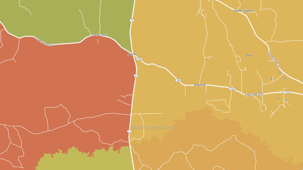 Jachin, AL Map of Vandalism Rates