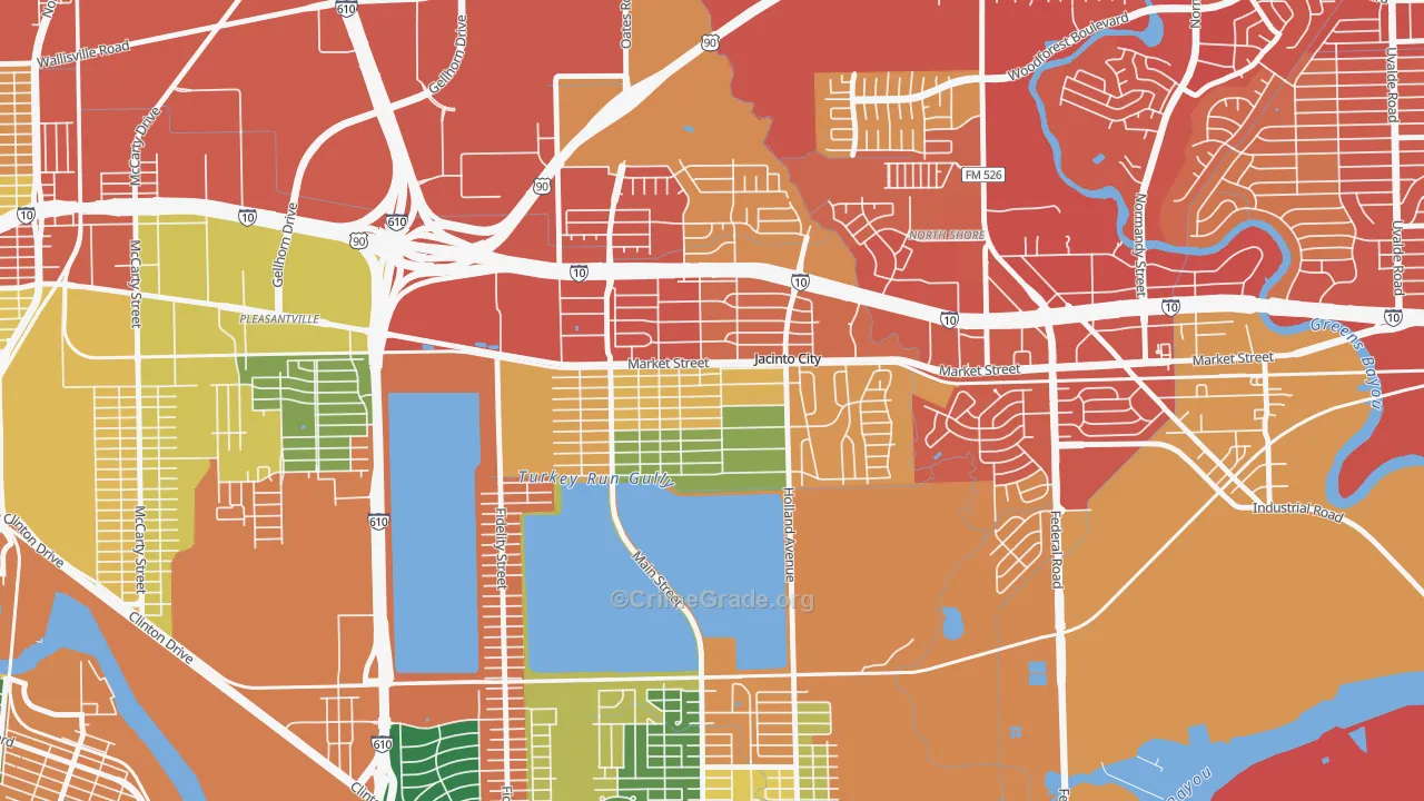 Jacinto City, TX Map of Vandalism Rates