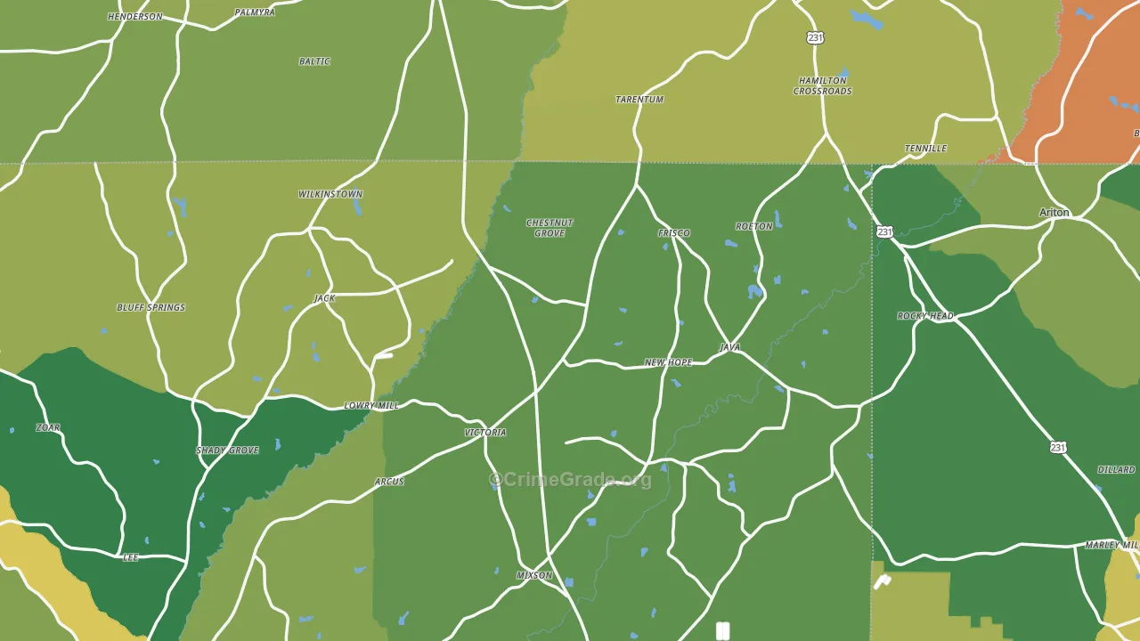 Jack, AL Map of Vandalism Rates