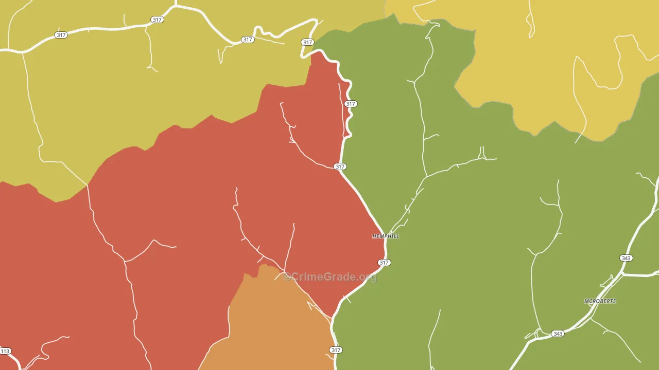 Jackhorn, KY Map of Vandalism Rates