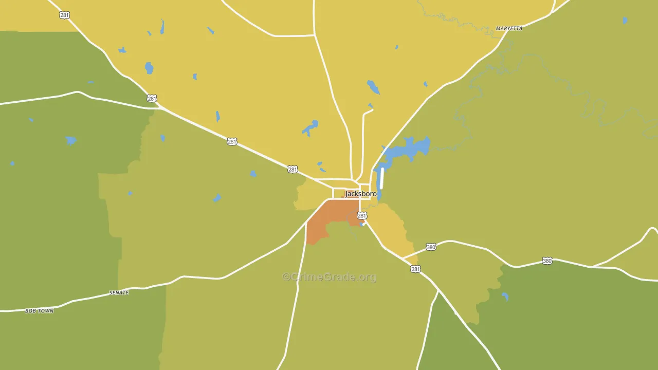 Jacksboro, TX Map of Vandalism Rates