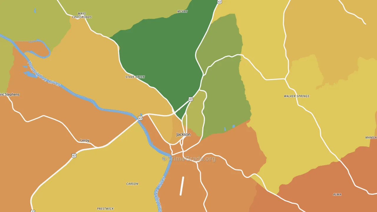 Jackson, AL Map of Vandalism Rates