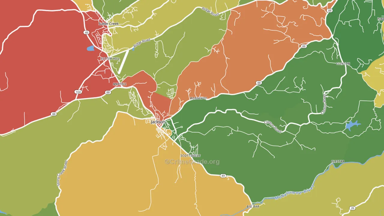 Jackson, CA Map of Vandalism Rates