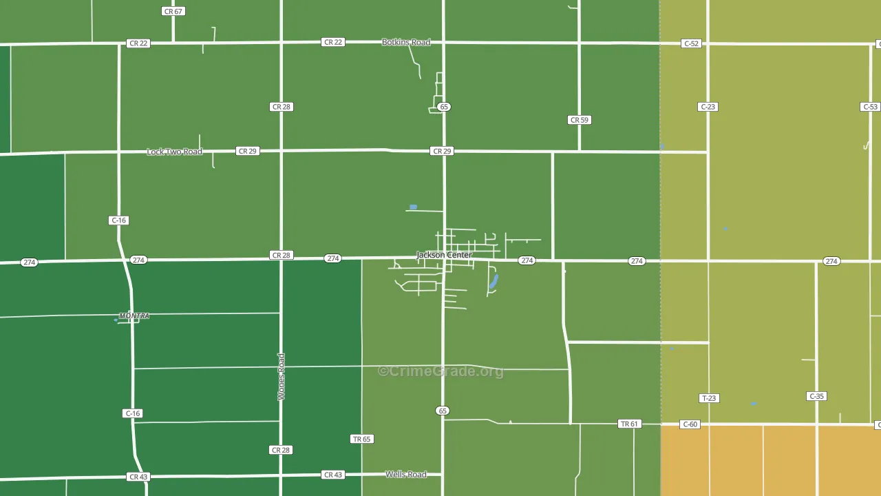 Jackson Center, OH Map of Vandalism Rates