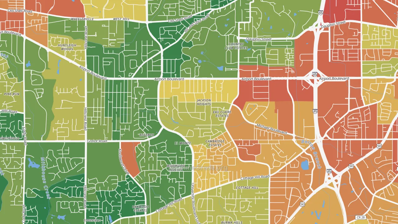 Jackson Heights, Mobile, AL Map of Vandalism Rates