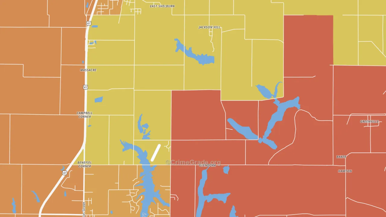 Jackson Hill, IN Map of Vandalism Rates