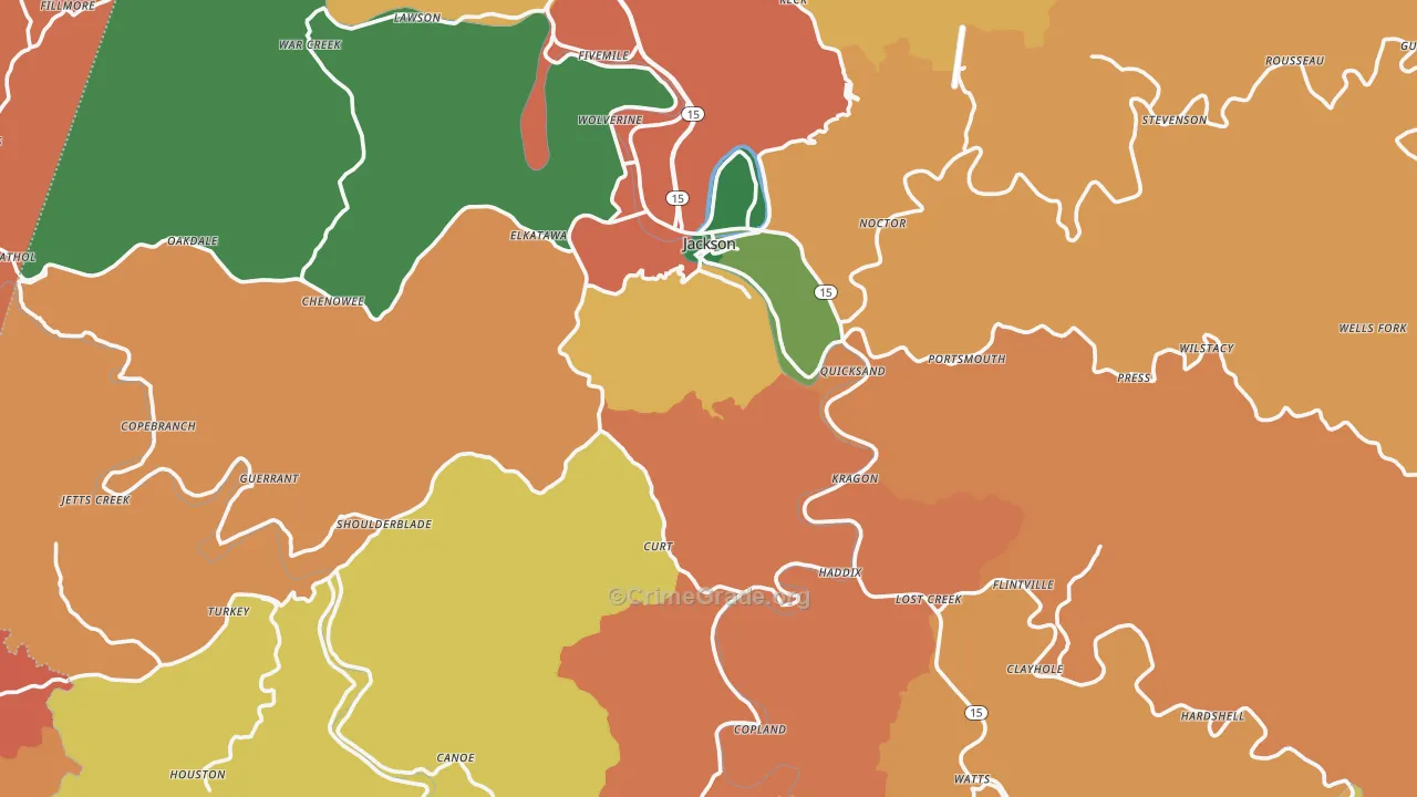 Jackson, KY Map of Vandalism Rates