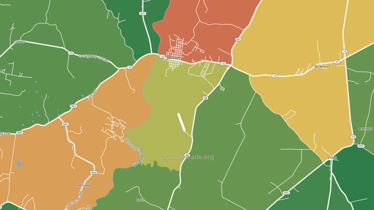 Jackson, LA Map of Vandalism Rates