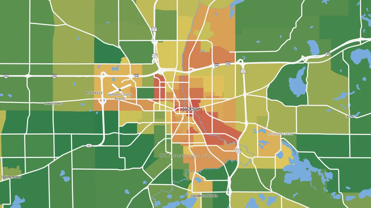 Jackson, MI Map of Vandalism Rates