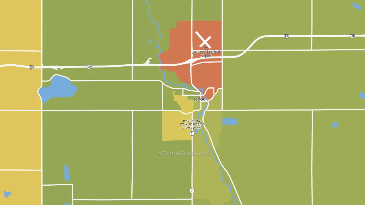 Jackson, MN Map of Vandalism Rates