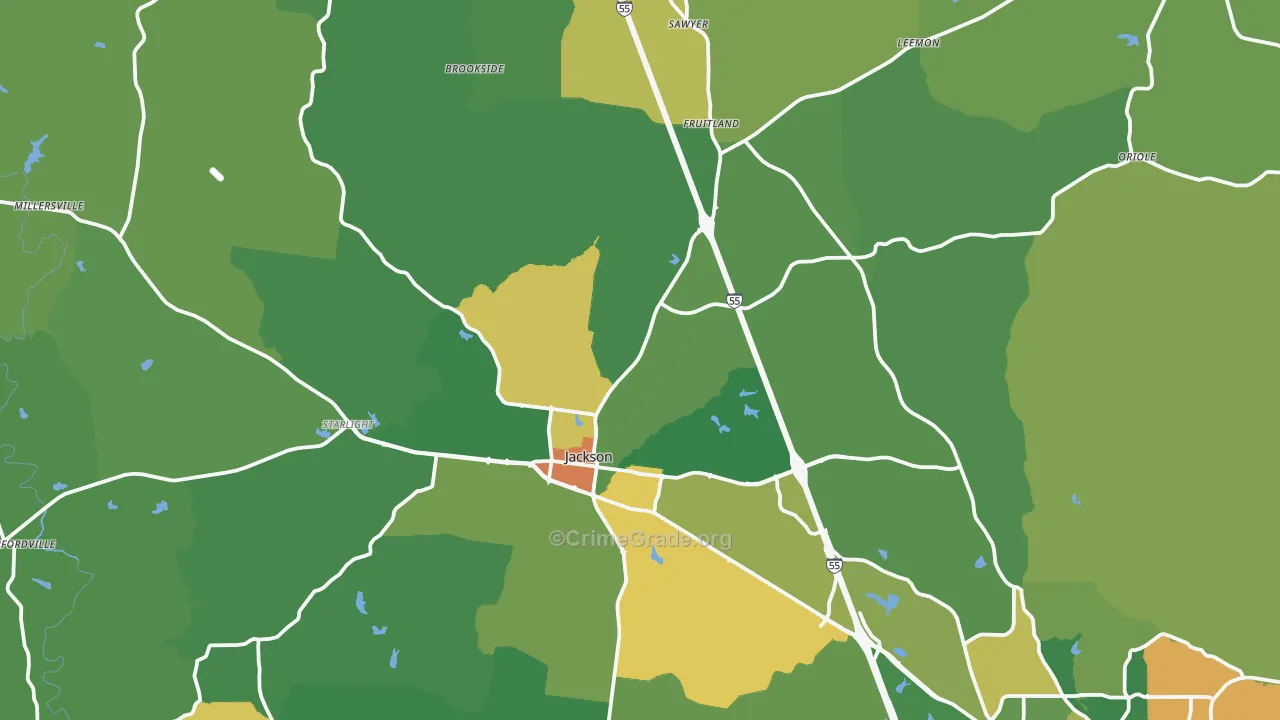 Jackson, MO Map of Vandalism Rates