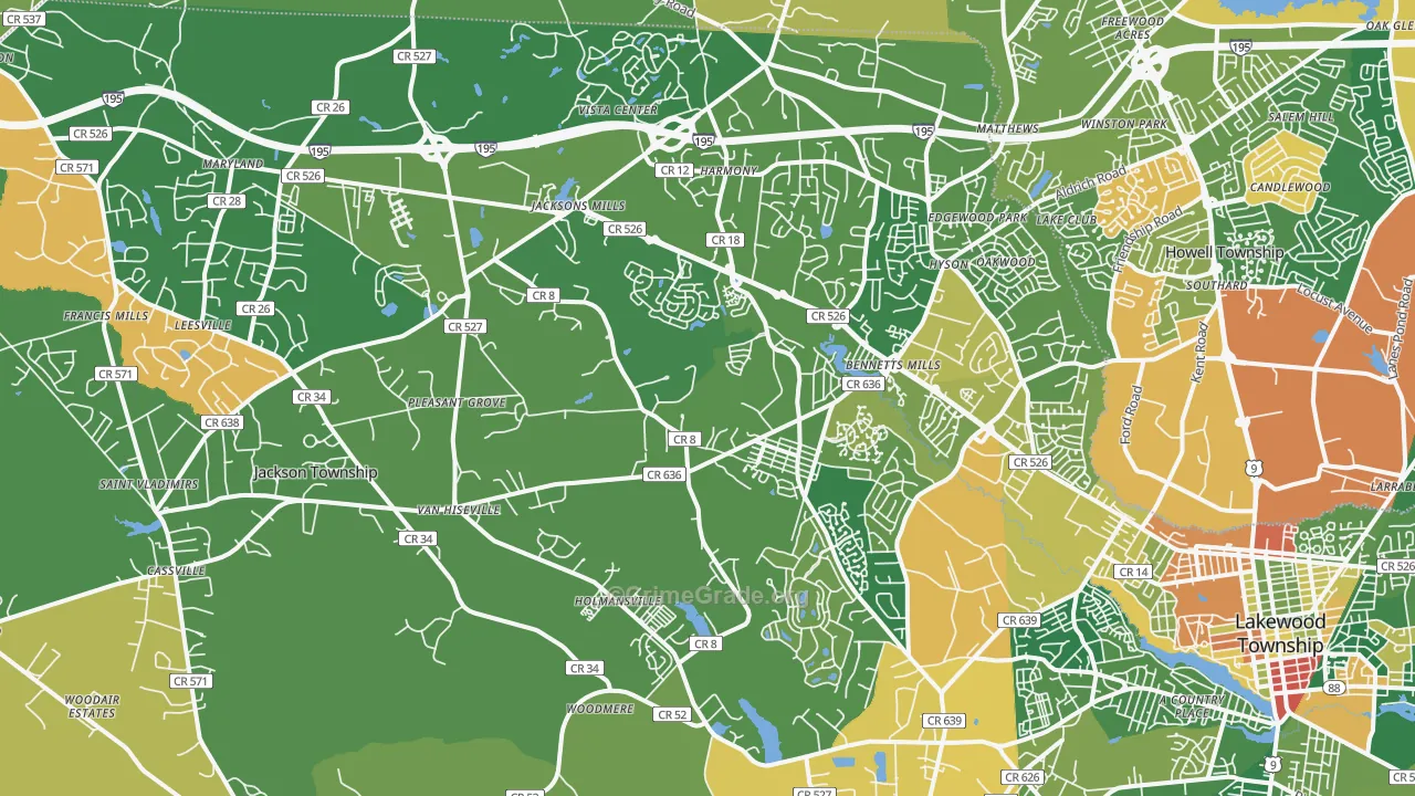 Jackson, NJ Map of Vandalism Rates