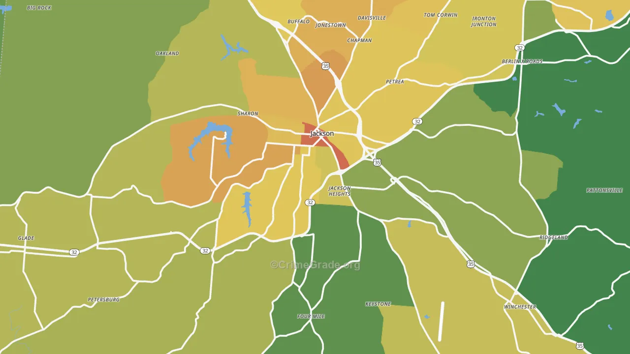 Jackson, OH Map of Vandalism Rates