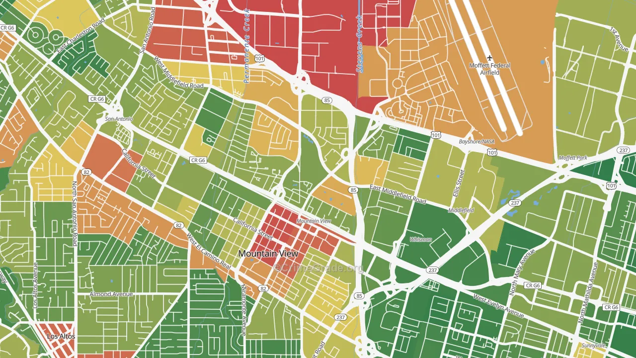 Jackson Park, Mountain View, CA Map of Vandalism Rates