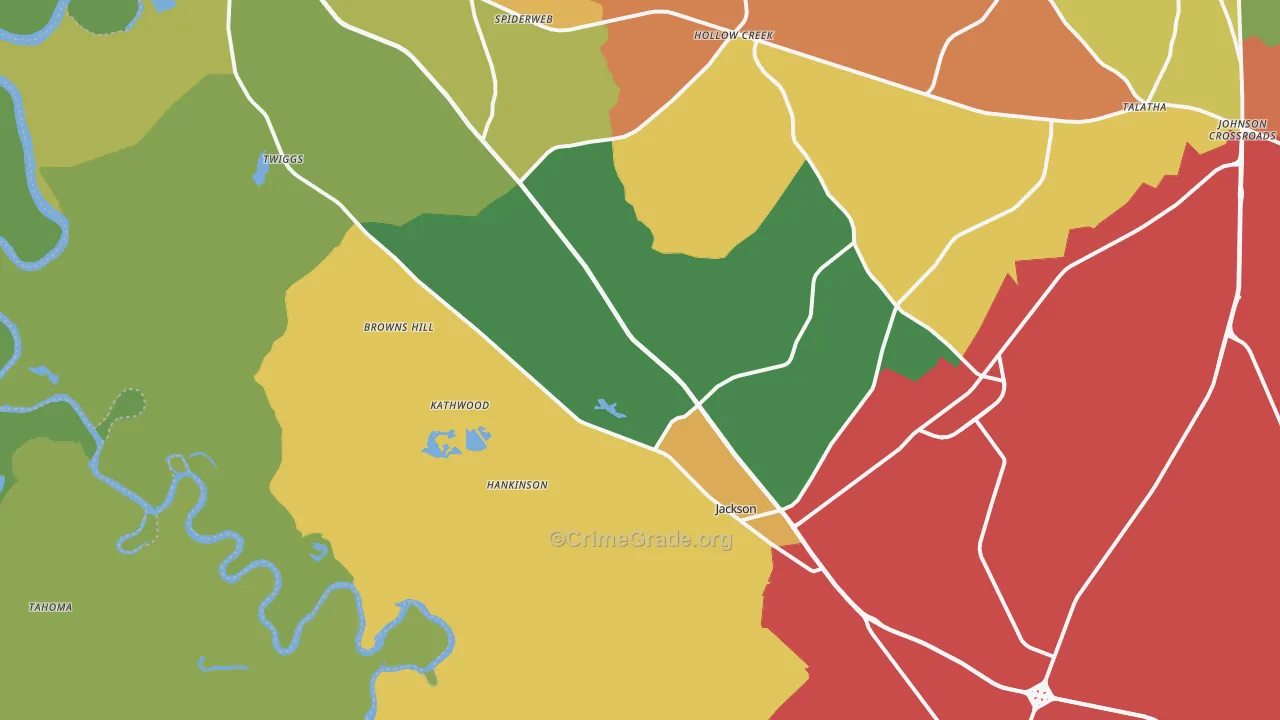 Jackson, SC Map of Vandalism Rates
