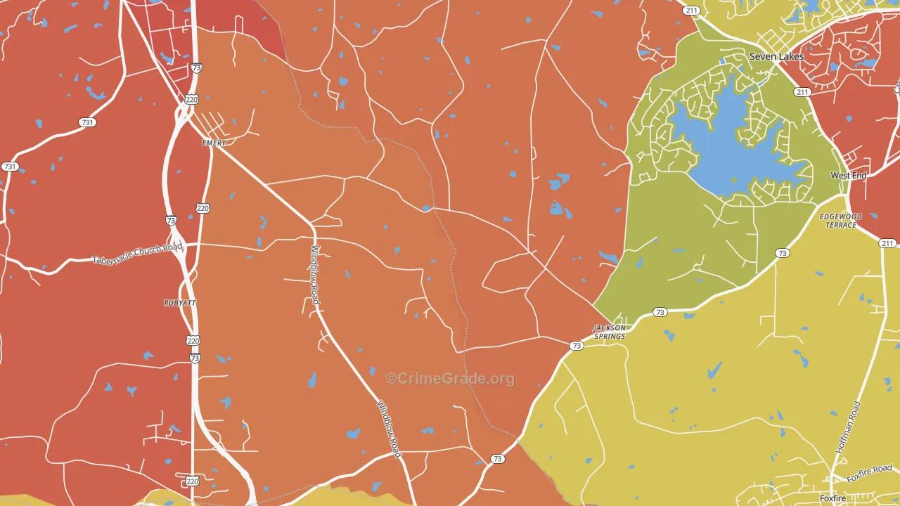 Jackson Springs, NC Map of Vandalism Rates