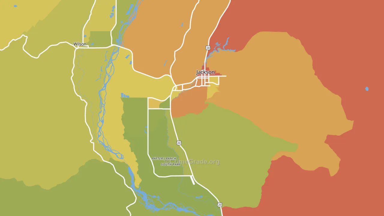 Jackson, WY Map of Vandalism Rates