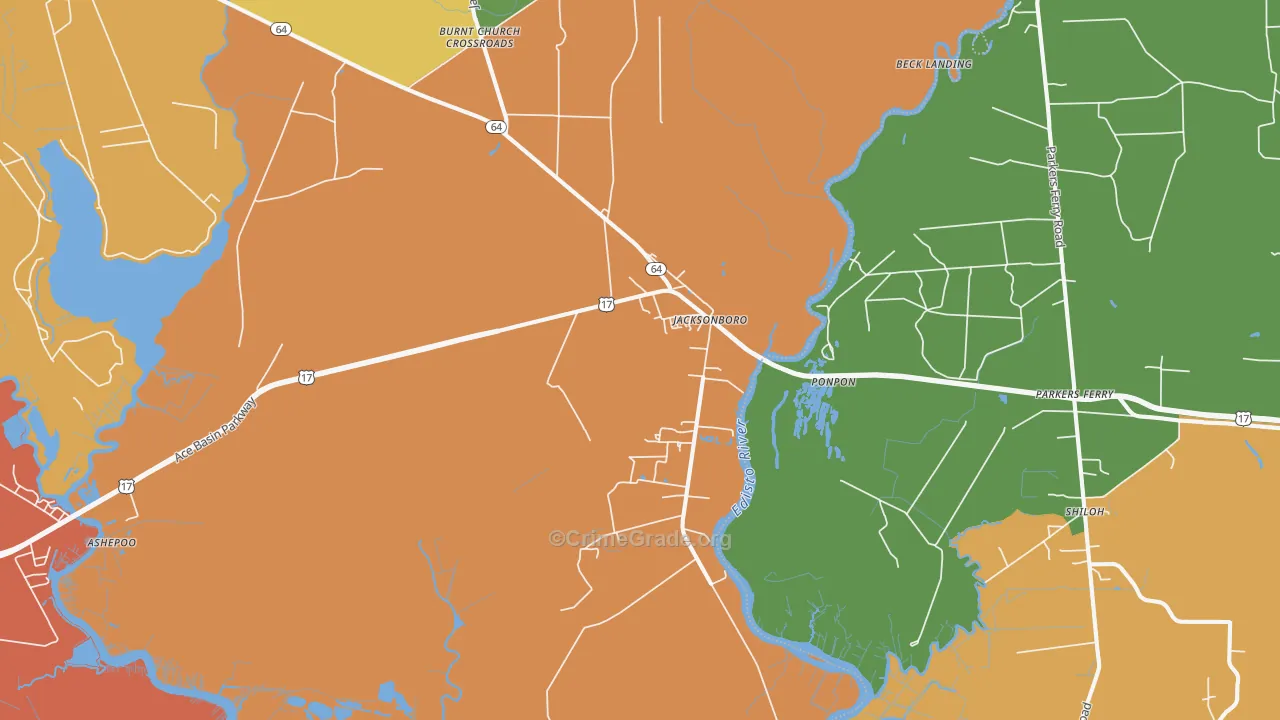 Jacksonboro, SC Map of Vandalism Rates