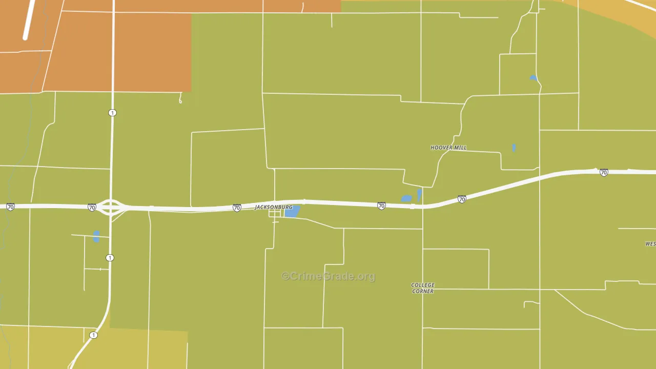 Jacksonburg, IN Map of Vandalism Rates