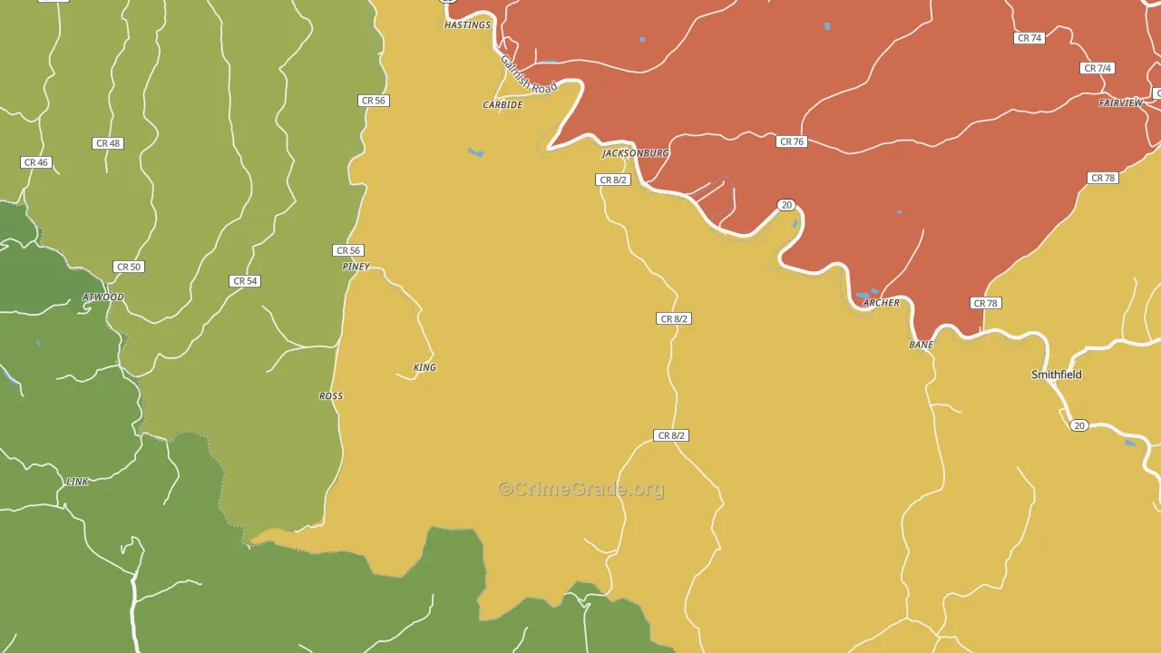 Jacksonburg, WV Map of Vandalism Rates