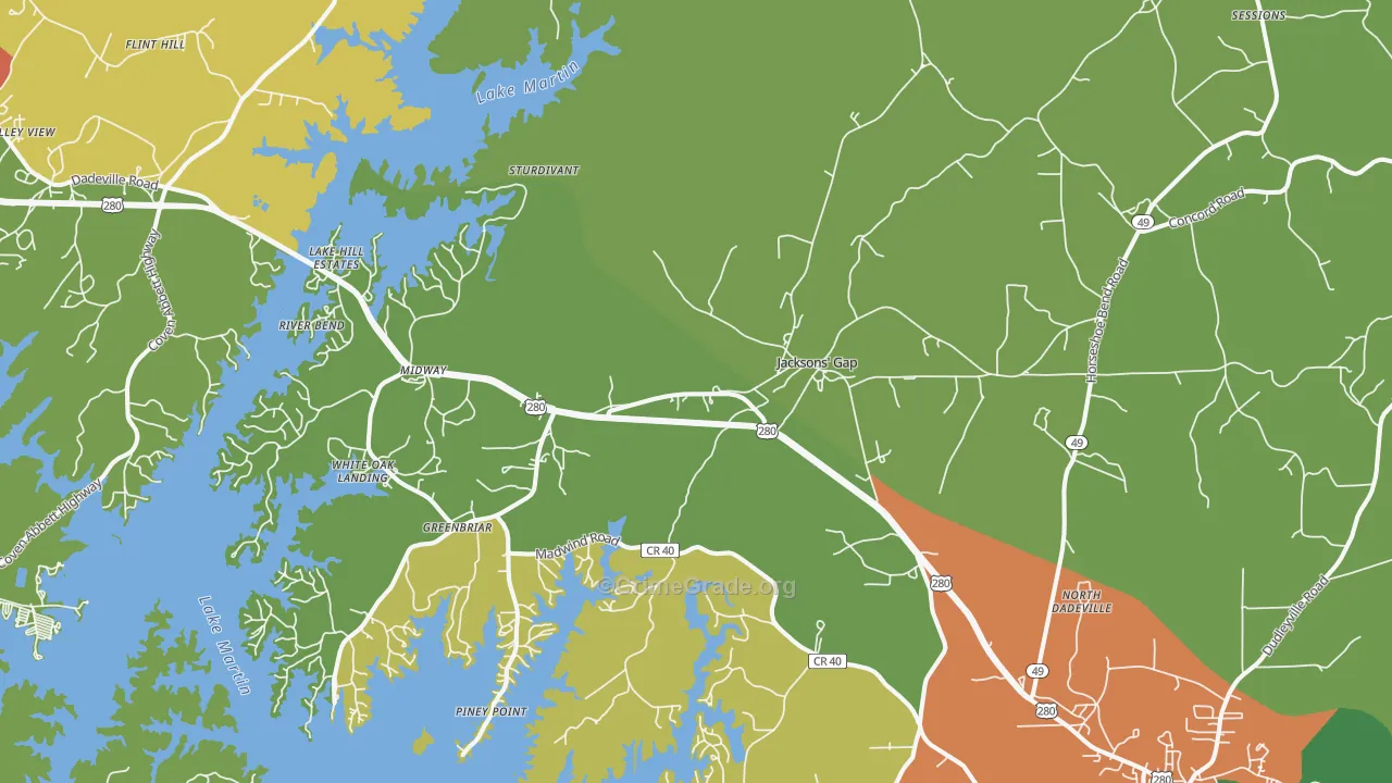 Jacksons' Gap, AL Map of Vandalism Rates
