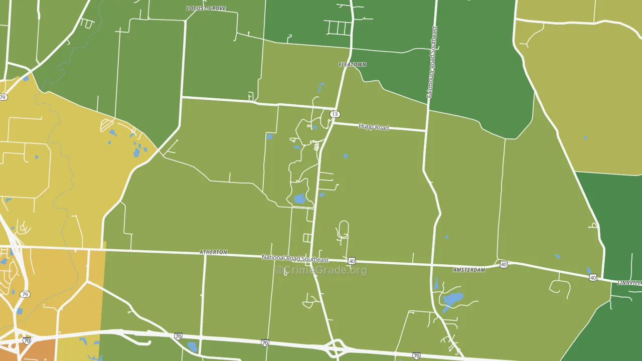 Jacksontown, OH Map of Vandalism Rates