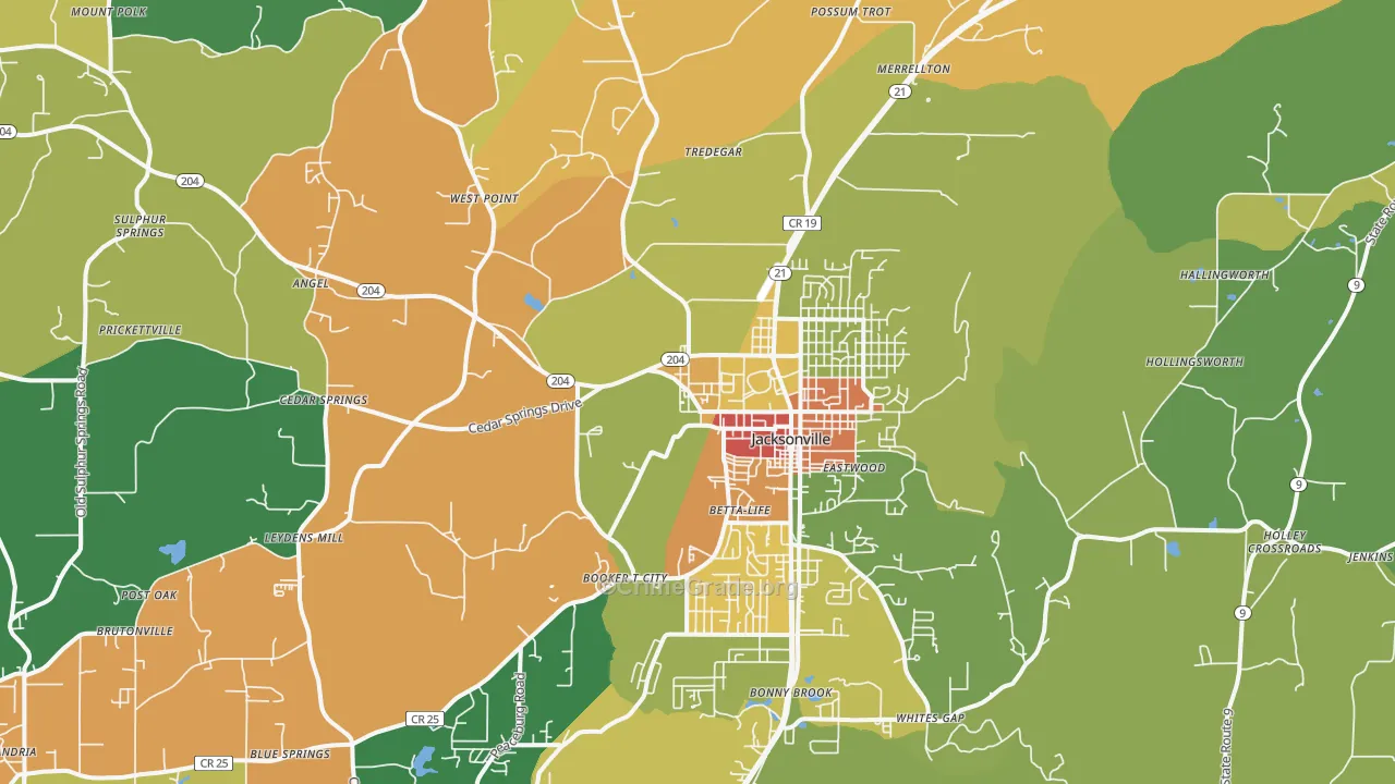 Jacksonville, AL Map of Vandalism Rates