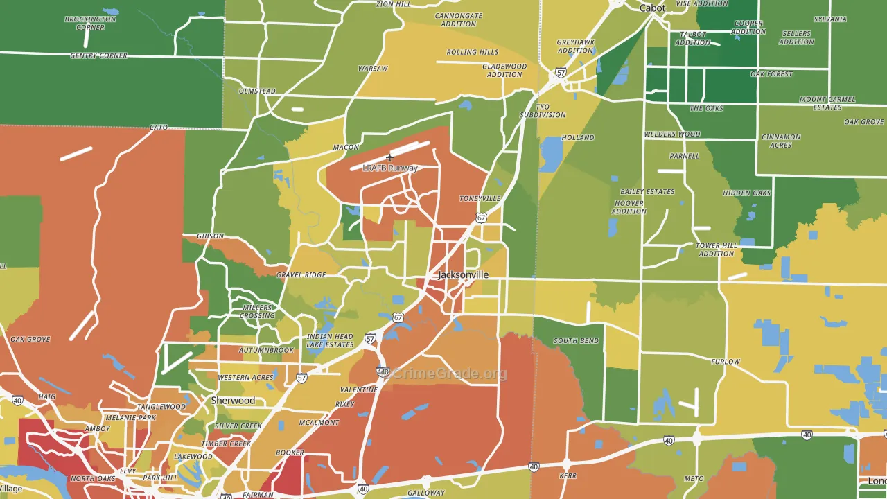 Jacksonville, AR Map of Vandalism Rates