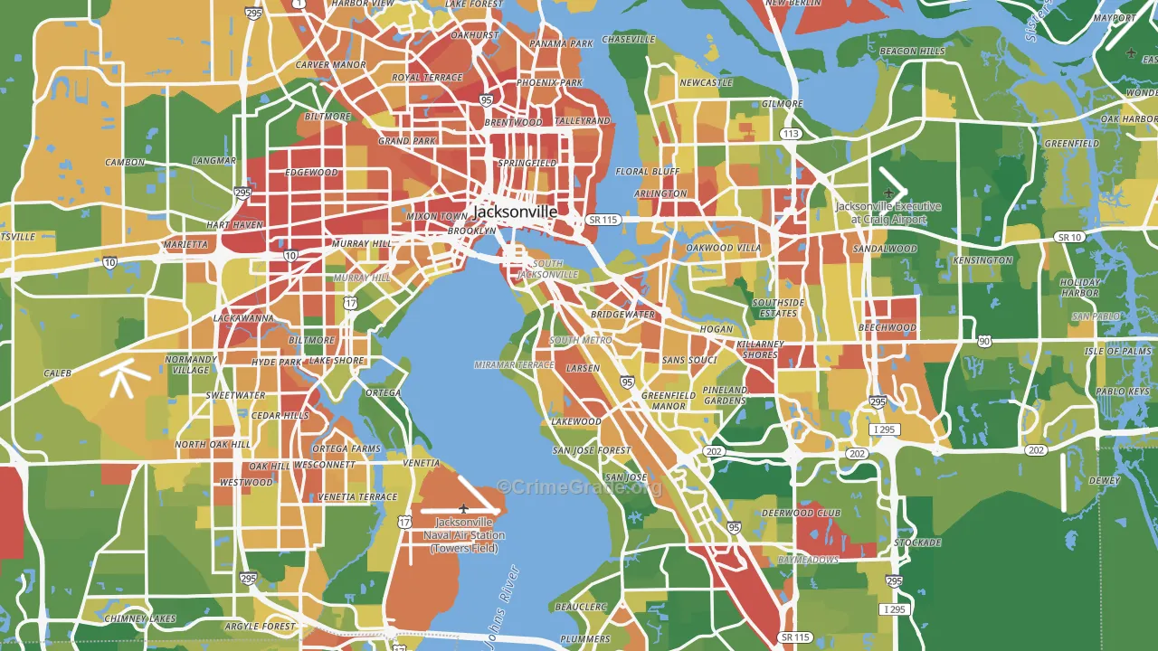 Jacksonville, FL Map of Vandalism Rates