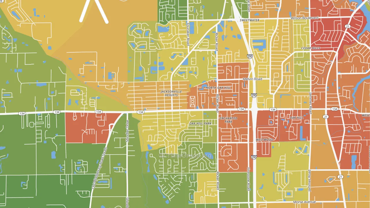 Jacksonville Heights, Jacksonville, FL Map of Vandalism Rates